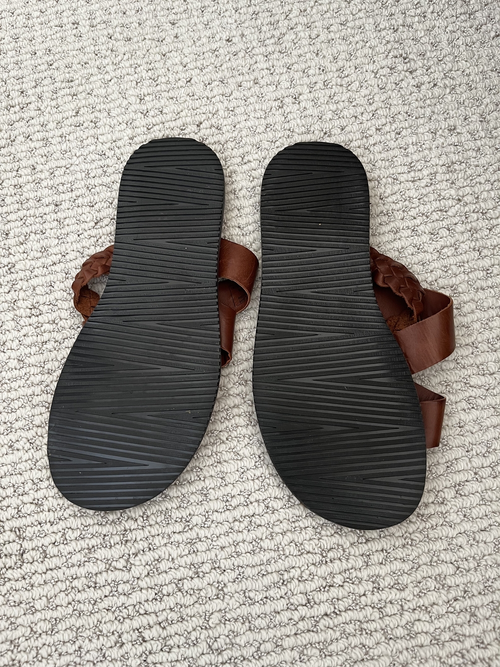 Red Tape Men's Braided Strap Brown Leather Slide Sandals Sz 10 - Picture 4 of 4